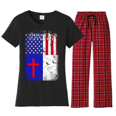 American Christian Patriot Red Cross Women's Flannel Pajama Set