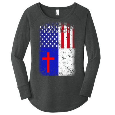 American Christian Patriot Red Cross Women's Perfect Tri Tunic Long Sleeve Shirt