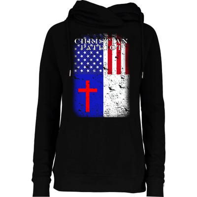 American Christian Patriot Red Cross Womens Funnel Neck Pullover Hood