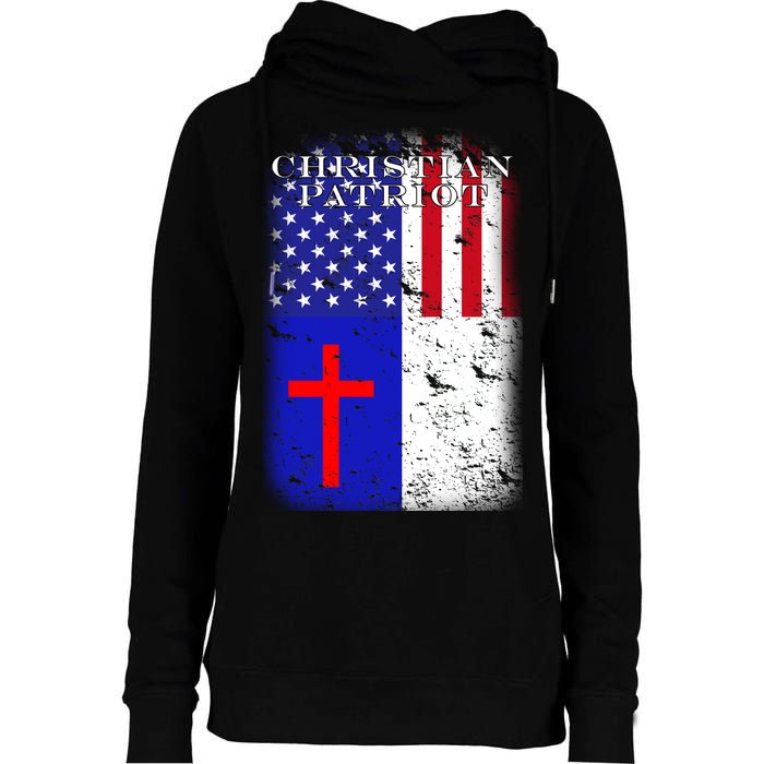 American Christian Patriot Red Cross Womens Funnel Neck Pullover Hood