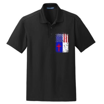 American Christian Patriot Red Cross Dry Zone Grid Polo