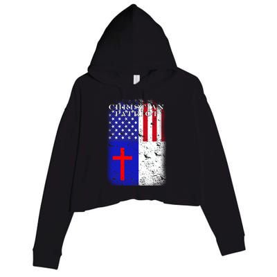 American Christian Patriot Red Cross Crop Fleece Hoodie