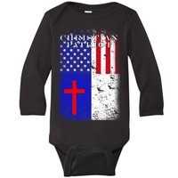 American Christian Patriot Red Cross Baby Long Sleeve Bodysuit