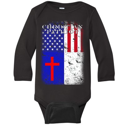 American Christian Patriot Red Cross Baby Long Sleeve Bodysuit