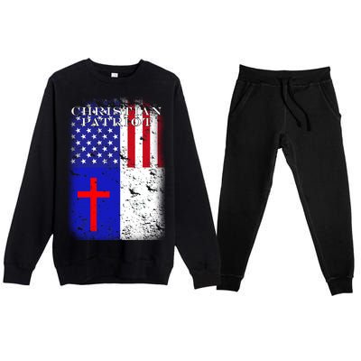 American Christian Patriot Red Cross Premium Crewneck Sweatsuit Set