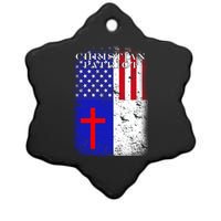 American Christian Patriot Red Cross Ceramic Star Ornament