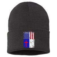 American Christian Patriot Red Cross Sustainable Knit Beanie