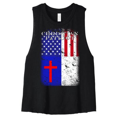 American Christian Patriot Red Cross Women's Racerback Cropped Tank