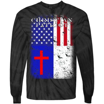 American Christian Patriot Red Cross Tie-Dye Long Sleeve Shirt