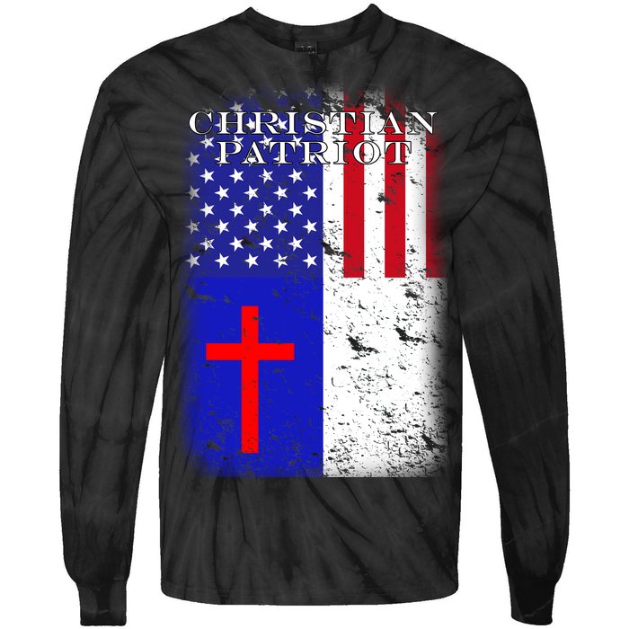 American Christian Patriot Red Cross Tie-Dye Long Sleeve Shirt