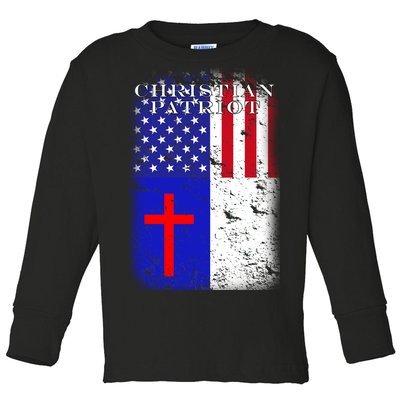 American Christian Patriot Red Cross Toddler Long Sleeve Shirt