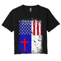 American Christian Patriot Red Cross Women's Crop Top Tee