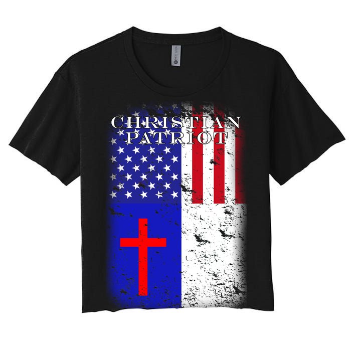 American Christian Patriot Red Cross Women's Crop Top Tee