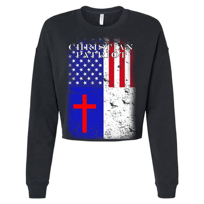 American Christian Patriot Red Cross Cropped Pullover Crew