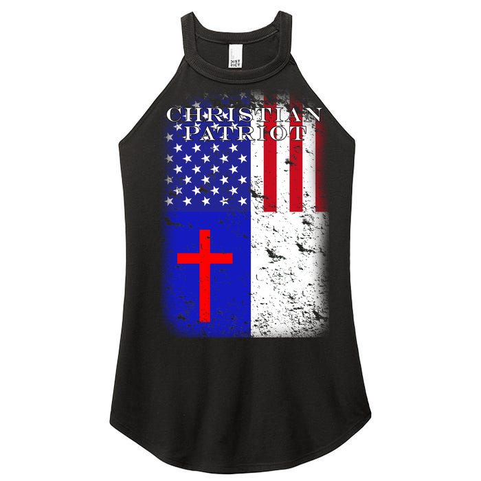 American Christian Patriot Red Cross Women's Perfect Tri Rocker Tank