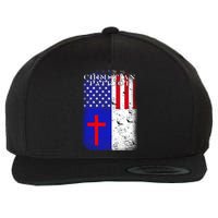 American Christian Patriot Red Cross Wool Snapback Cap