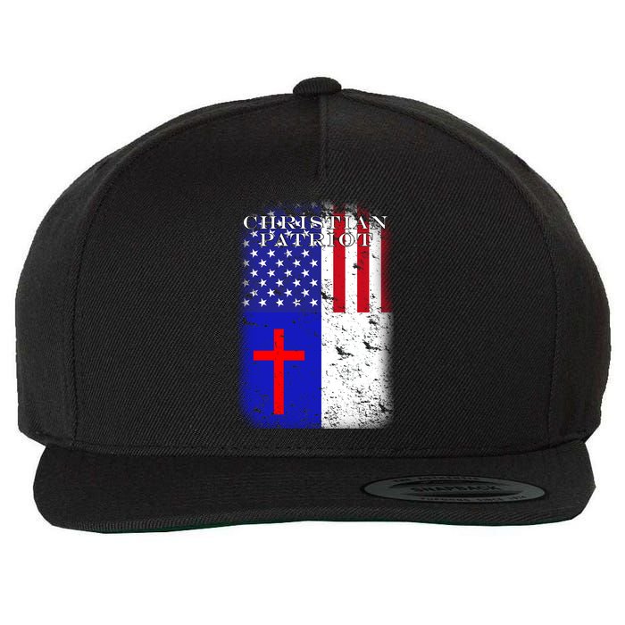 American Christian Patriot Red Cross Wool Snapback Cap