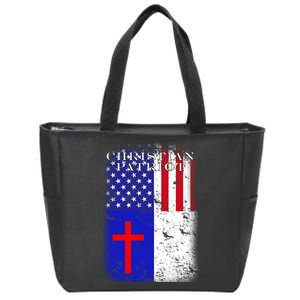 American Christian Patriot Red Cross Zip Tote Bag