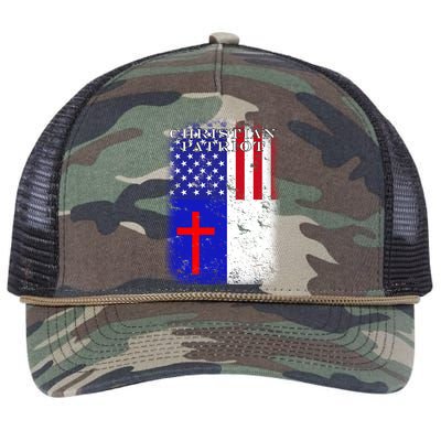 American Christian Patriot Red Cross Retro Rope Trucker Hat Cap