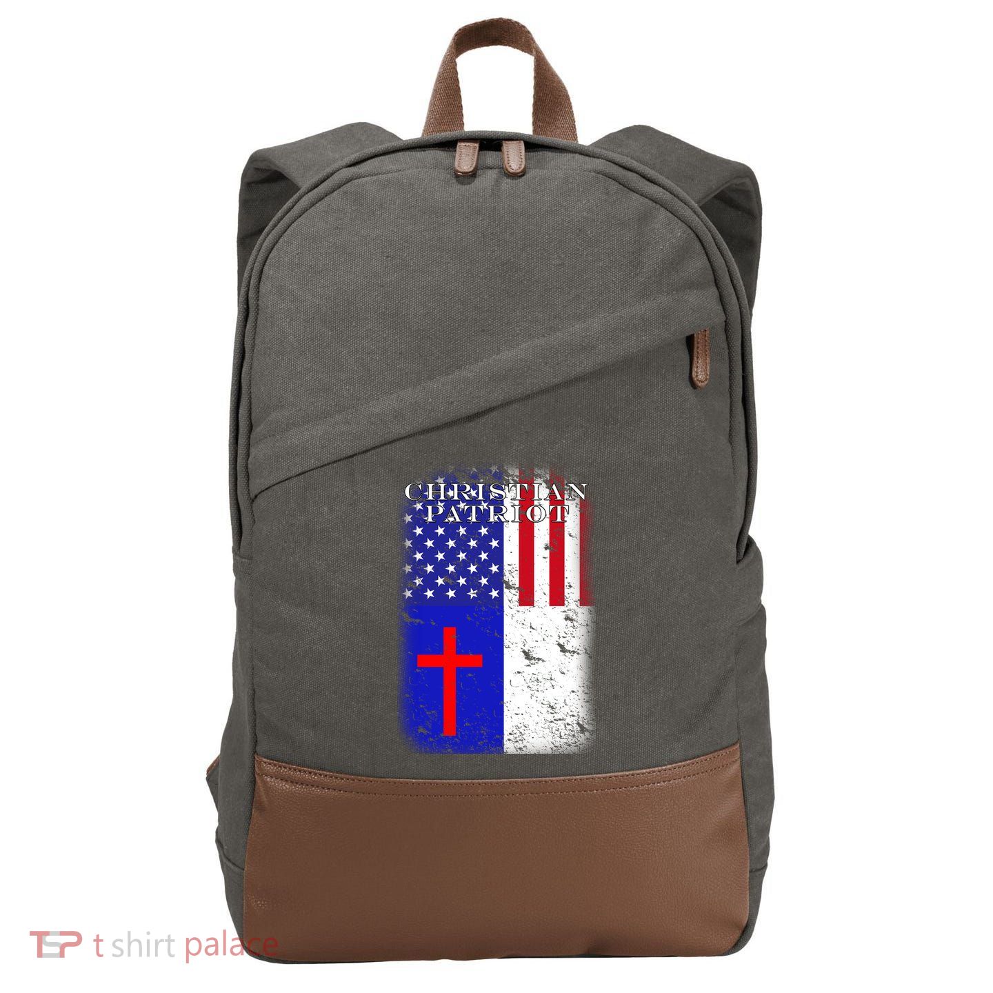 American Christian Patriot Red Cross Cotton Canvas Backpack