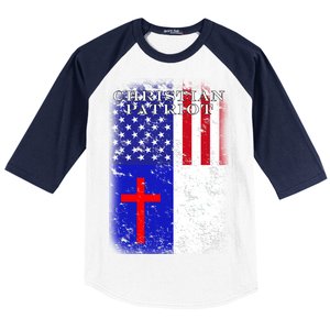 American Christian Patriot Red Cross Baseball Sleeve Shirt