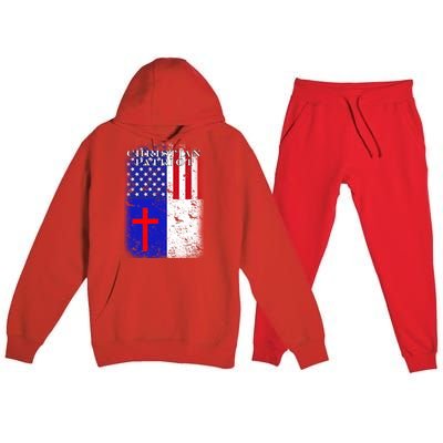 American Christian Patriot Red Cross Premium Hooded Sweatsuit Set