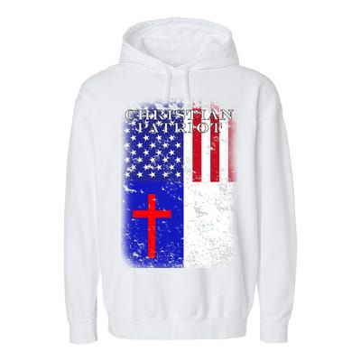 American Christian Patriot Red Cross Garment-Dyed Fleece Hoodie