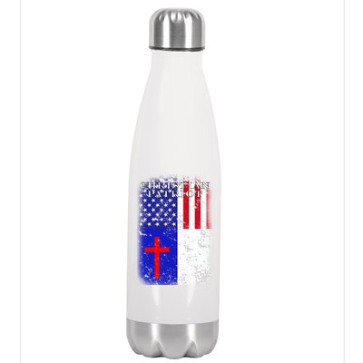 American Christian Patriot Red Cross Stainless Steel Insulated Water Bottle