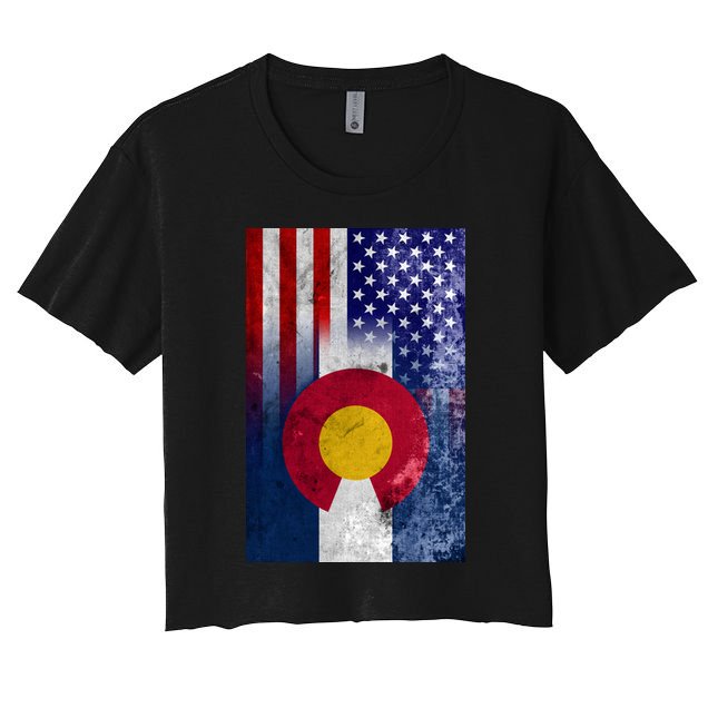American Colorado Vintage USA Flag Crop Top