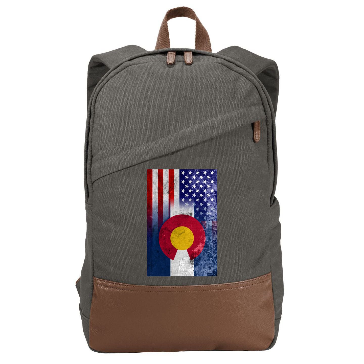 American Colorado Vintage USA Flag Cotton Canvas Backpack