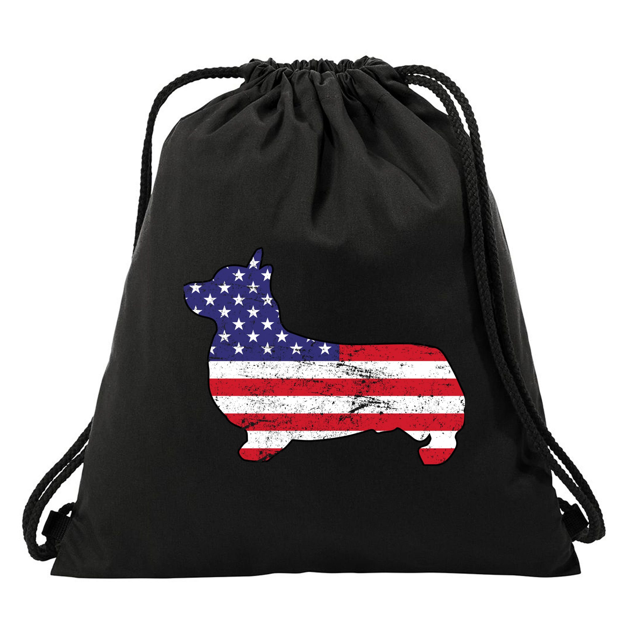 American Corgi Drawstring Bag