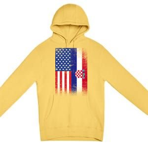 American Croatian Flag Croatia Pride Premium Pullover Hoodie