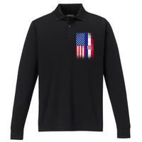 American Croatian Flag Croatia Pride Performance Long Sleeve Polo