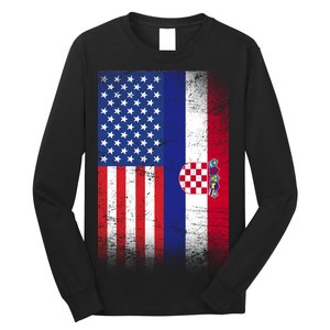 American Croatian Flag Croatia Pride Long Sleeve Shirt