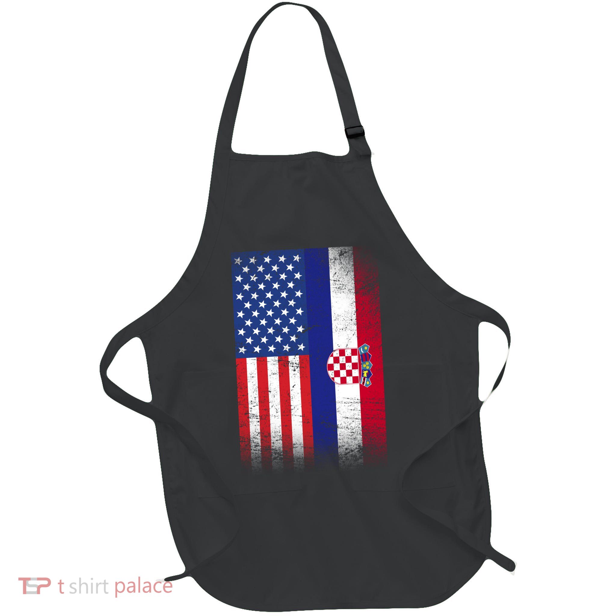 American Croatian Flag Croatia Pride Full-Length Apron With Pockets