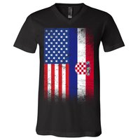 American Croatian Flag Croatia Pride V-Neck T-Shirt