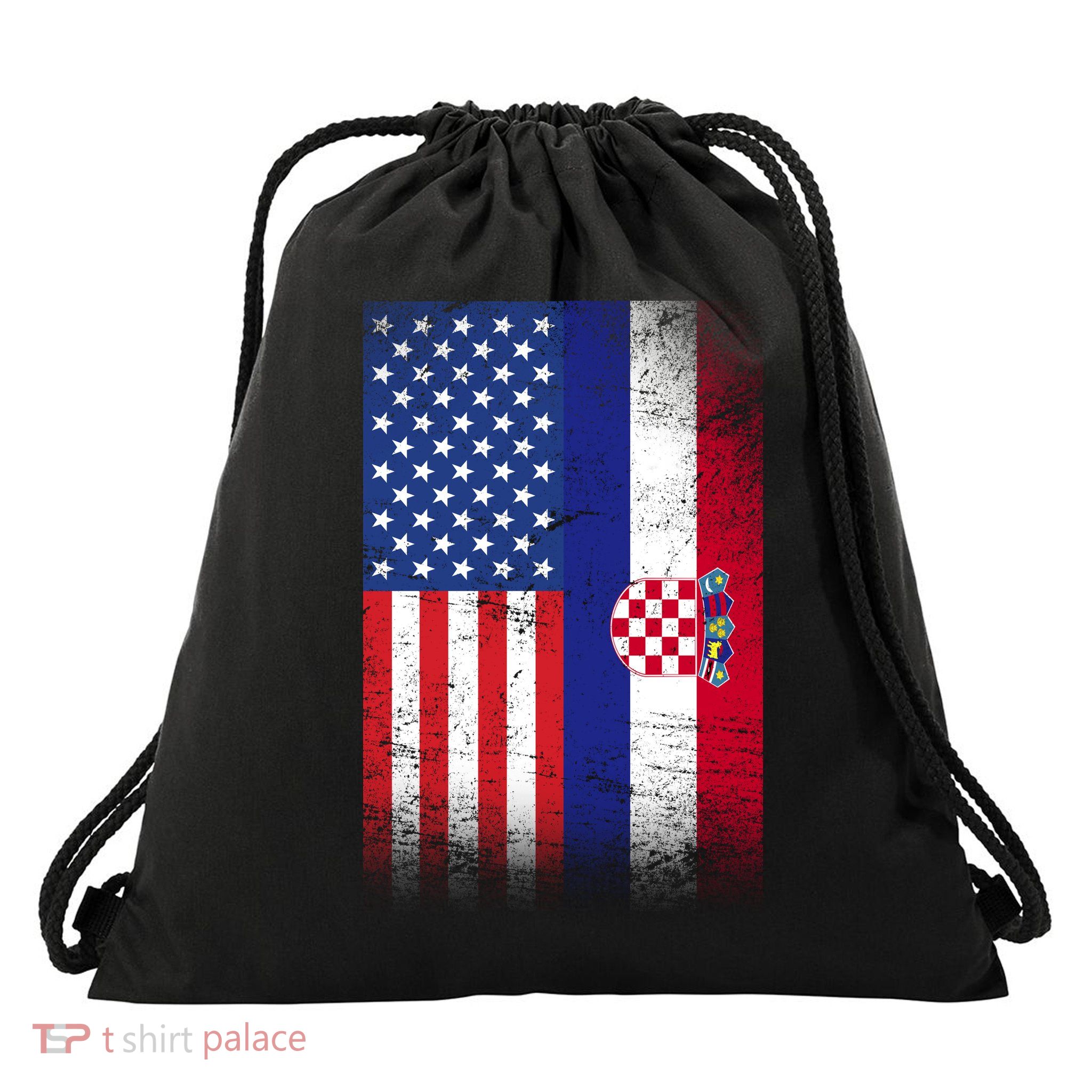 American Croatian Flag Croatia Pride Drawstring Bag