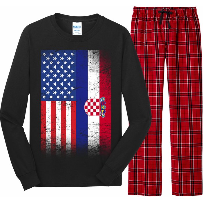 American Croatian Flag Croatia Pride Long Sleeve Pajama Set