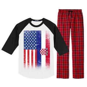 American Croatian Flag Croatia Pride Raglan Sleeve Pajama Set