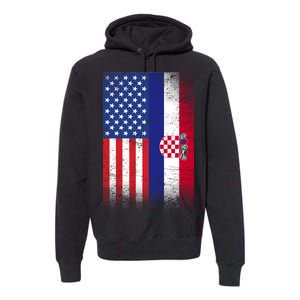 American Croatian Flag Croatia Pride Premium Hoodie