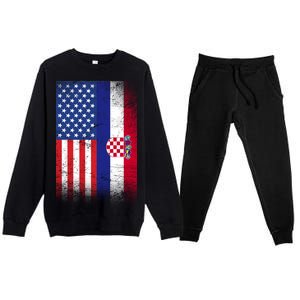 American Croatian Flag Croatia Pride Premium Crewneck Sweatsuit Set