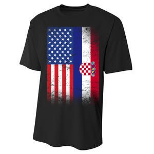 American Croatian Flag Croatia Pride Performance Sprint T-Shirt