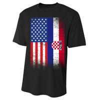 American Croatian Flag Croatia Pride Performance Sprint T-Shirt