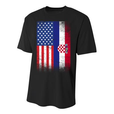 American Croatian Flag Croatia Pride Youth Performance Sprint T-Shirt