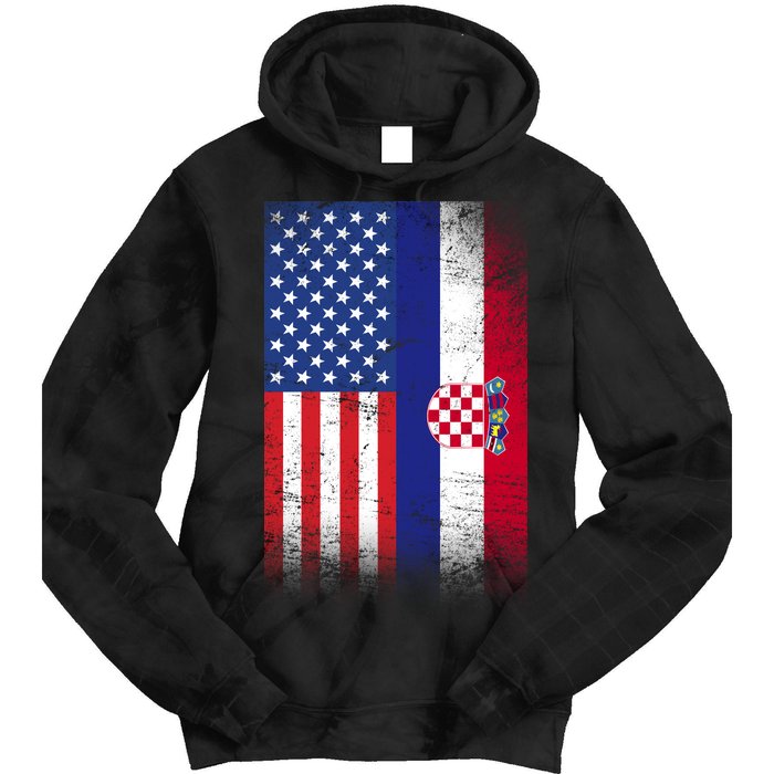 American Croatian Flag Croatia Pride Tie Dye Hoodie