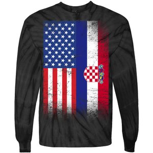 American Croatian Flag Croatia Pride Tie-Dye Long Sleeve Shirt