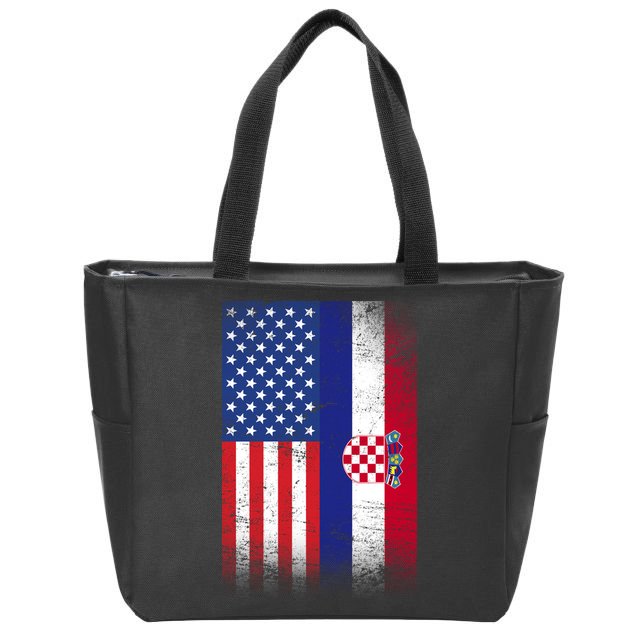 American Croatian Flag Croatia Pride Zip Tote Bag