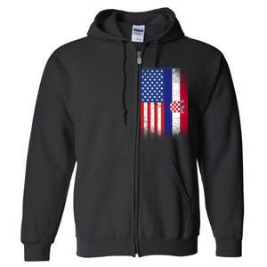 American Croatian Flag Croatia Pride Full Zip Hoodie