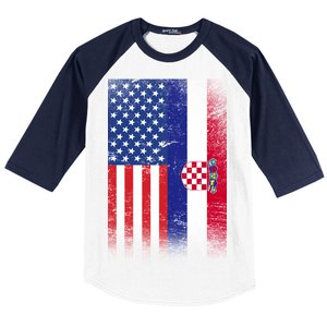 American Croatian Flag Croatia Pride Baseball Sleeve Shirt