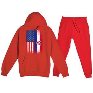 American Croatian Flag Croatia Pride Premium Hooded Sweatsuit Set